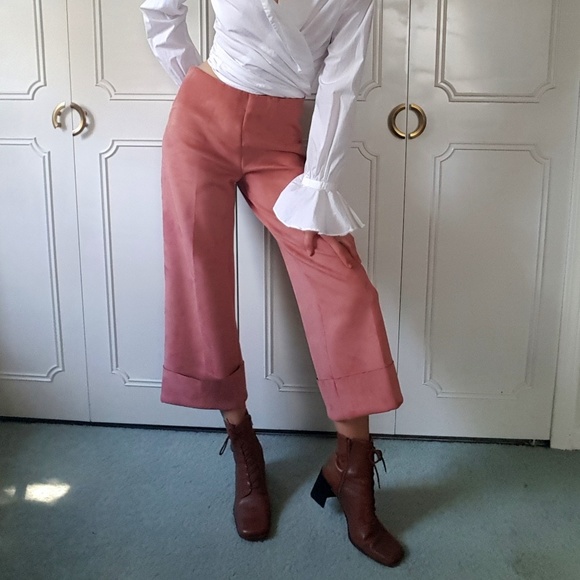 Zara Pants - SOLD Zara faux suede wide leg cropped pants